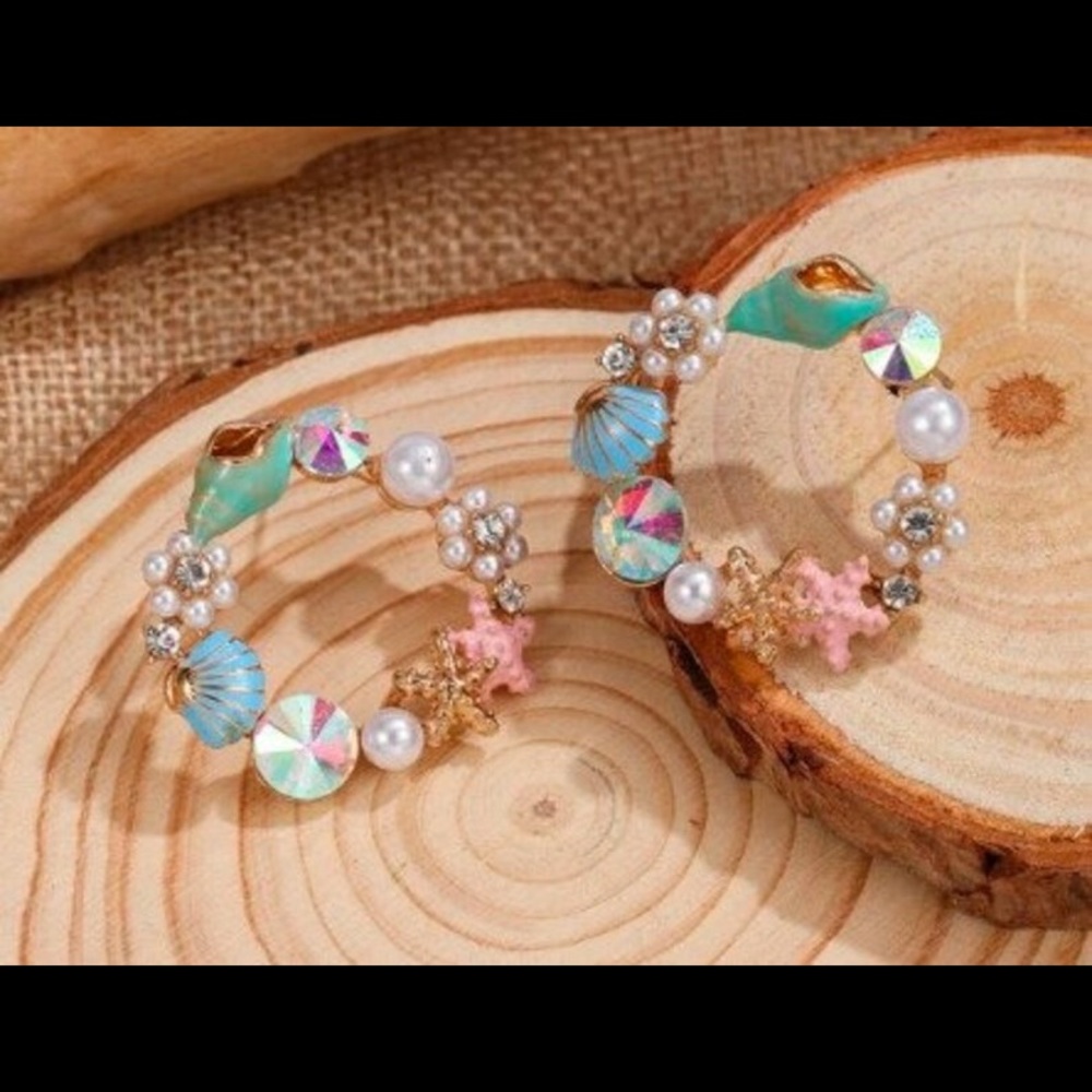 Seashell Statement Earrings, Tropical Earrings, Beach Vacation Earrings